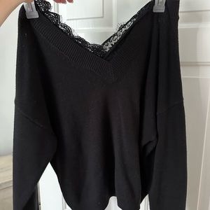 Black sweater w lace detail